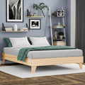 eLuxurySupply Wooden Platform Bed Frame Full Size, Natural - Low Profile, No Box Spring Needed, Easy Assembly, Wooden Modern Minimalist Style