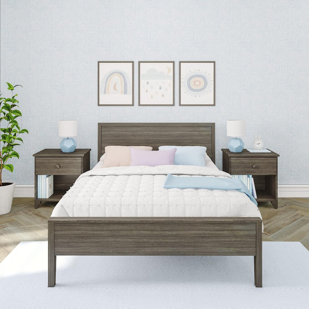 Max & Lily Full Bed, Solid Wood Full Bed Frame with Panel Headboard, Kids Full Bed with Wood Slat Support, No Box Spring Needed, Clay
