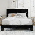 SHA CERLIN Full Platform Bed Frame with Velvet Upholstered Headboard, Mattress Foundation with Strong Wooden Slats Support, No Box Spring Needed, Black