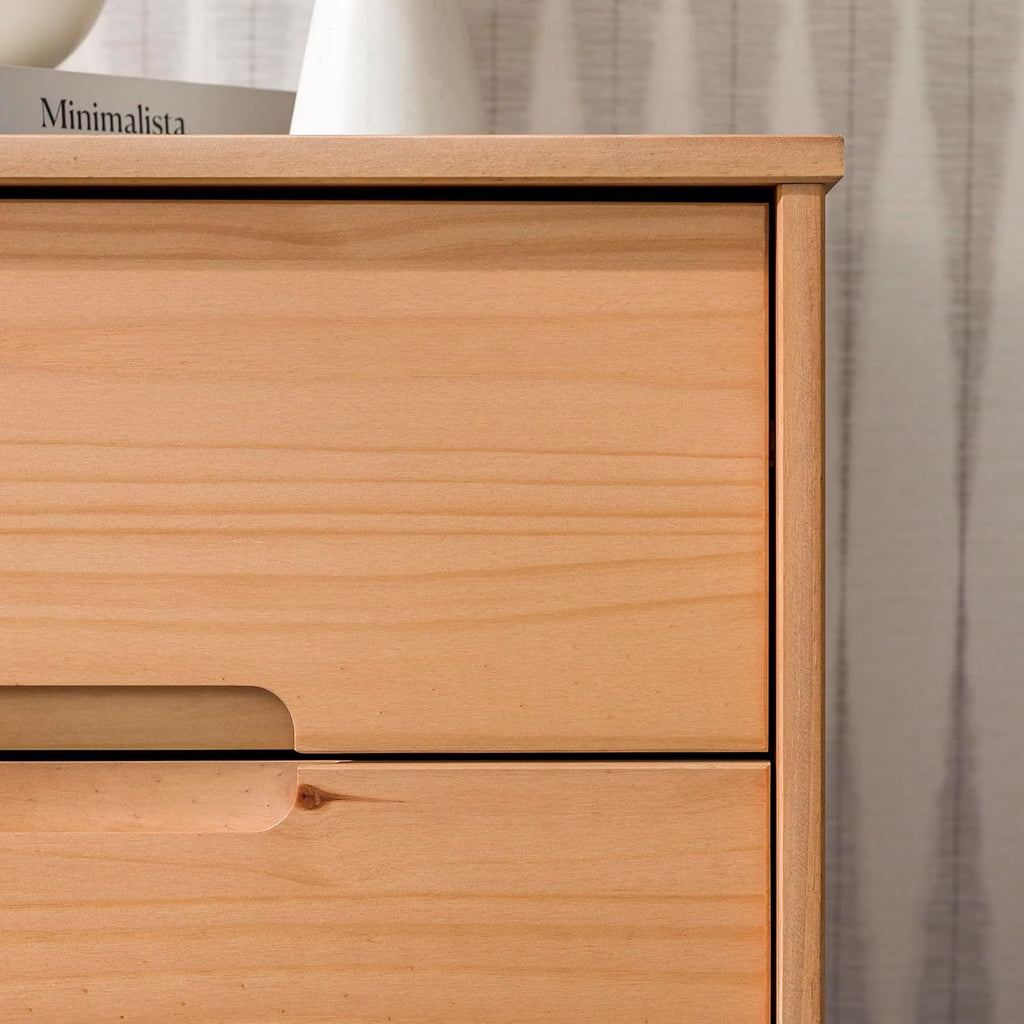 Brynn Modern Solid Wood Groove Handle Nightstand 24 Inch Natural Pine
