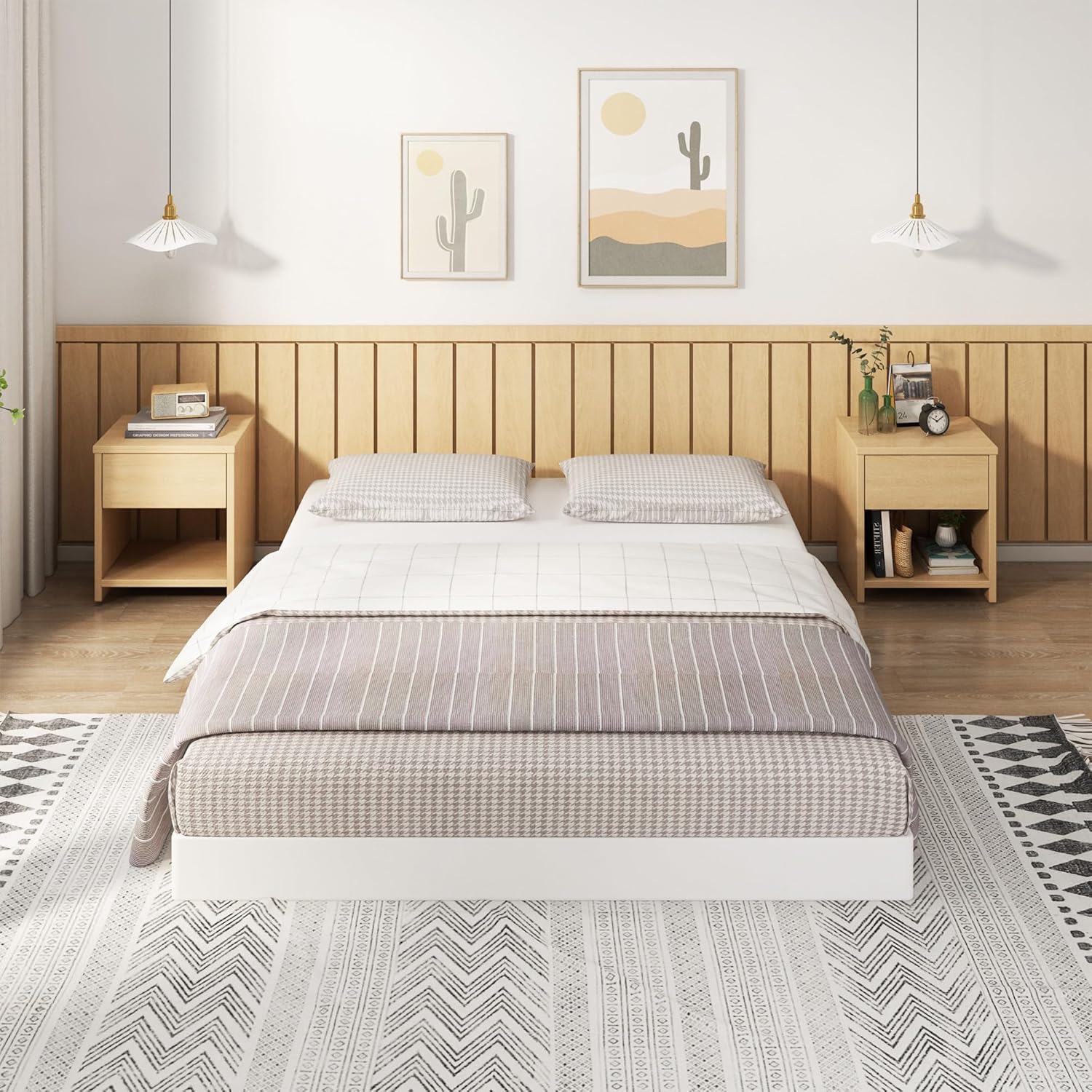 EMODA King Size Box Spring 4 Inch Heavy Duty Bed Base Metal Mattress Foundation with Fabric Cover, 3000LBS Max Weight Capacity, Noise Free, Easy Assembly