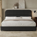HOMBCK Bed Frame Full Size with Headboard, Boucle Upholstered Full Bed Frame, Soft Bed Frames with Thickened Footboard, Soft Rounded Corners, No Box Spring Needed, Easy Assembly, Black