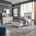 Liberty Furniture Allyson Park Full Panel Bed, Dresser & Mirror Cottage Youth Bedroom Furniture Set - Wirebrushed White w/Charcoal Tops