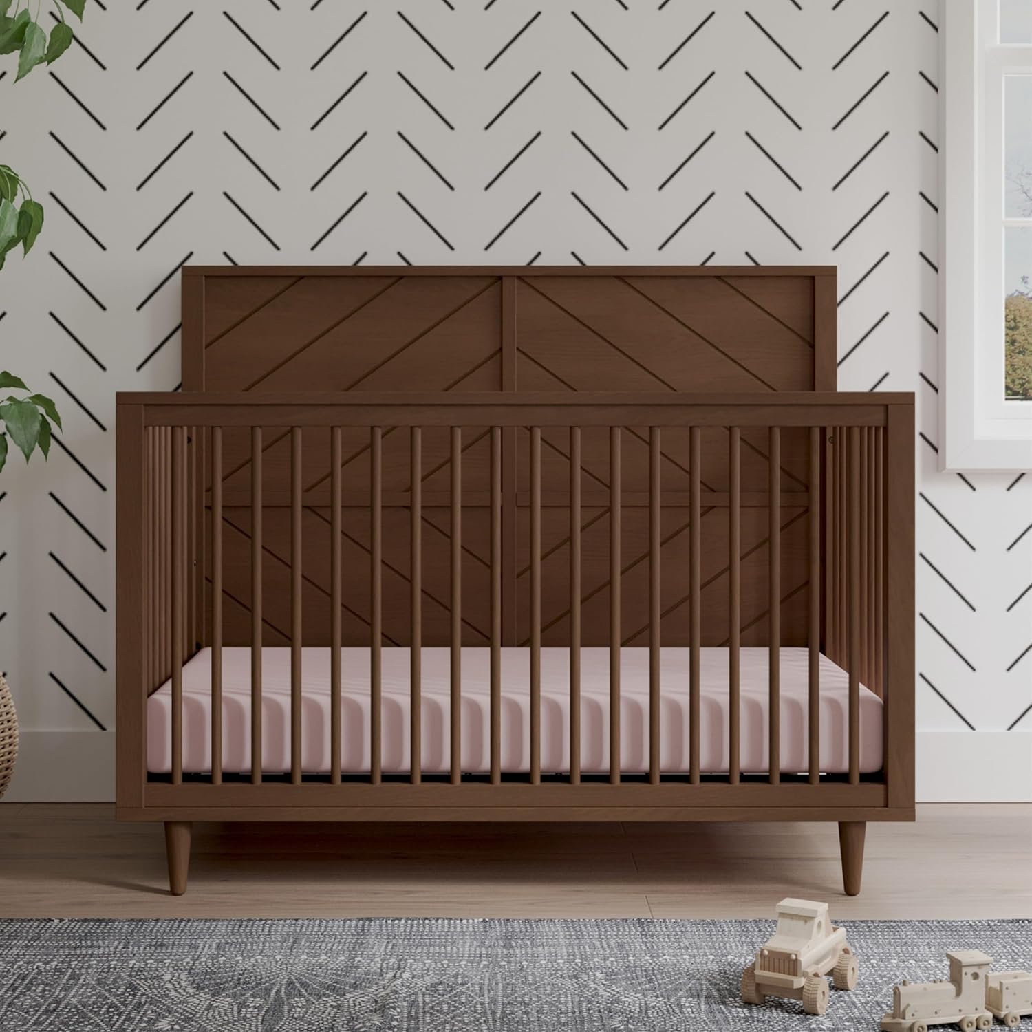 Child Craft Surrey Hill Design 4-in-1 Convertible Baby Crib Nursery Furniture Set, Baby Bed and 3 Drawer Dresser, for Babies, Toddlers and Kids Bedroom (2 Piece - Toasted Chestnut)