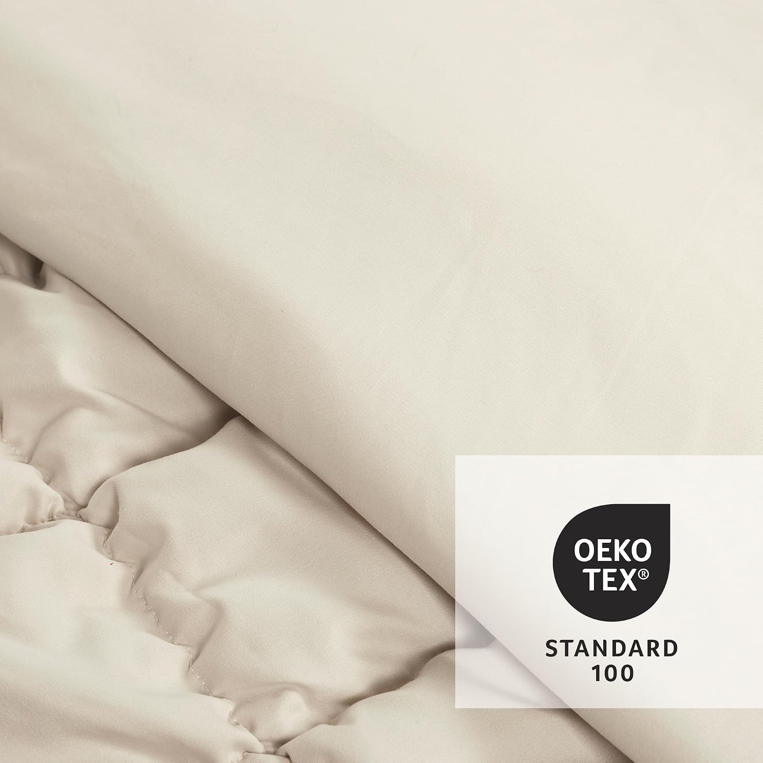 Lush Decor Puff Quilted Comforter Set, 3 Piece Set, Full/Queen, Neutral - Teen Bedding Set - Super Soft Comforter - Neutral Dorm Decor - Textured Minimalist & Modern Bedroom Decor