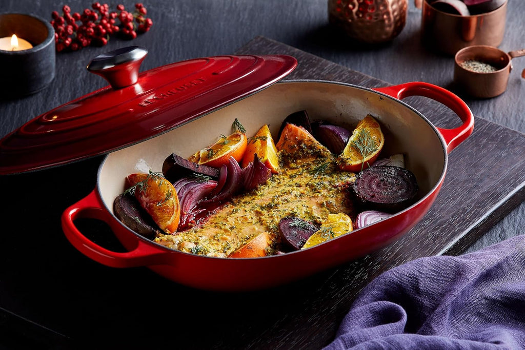 Le Creuset Enameled Cast Iron Signature Oval Casserole with Lid, 3.75 qt., Sea Salt