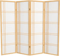 Oriental Furniture 5 ft. Tall Double Cross Shoji Screen - Natural - 4 Panels