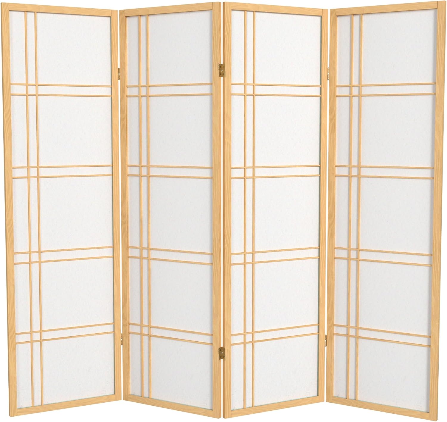 Oriental Furniture 5 ft. Tall Double Cross Shoji Screen - Natural - 4 Panels