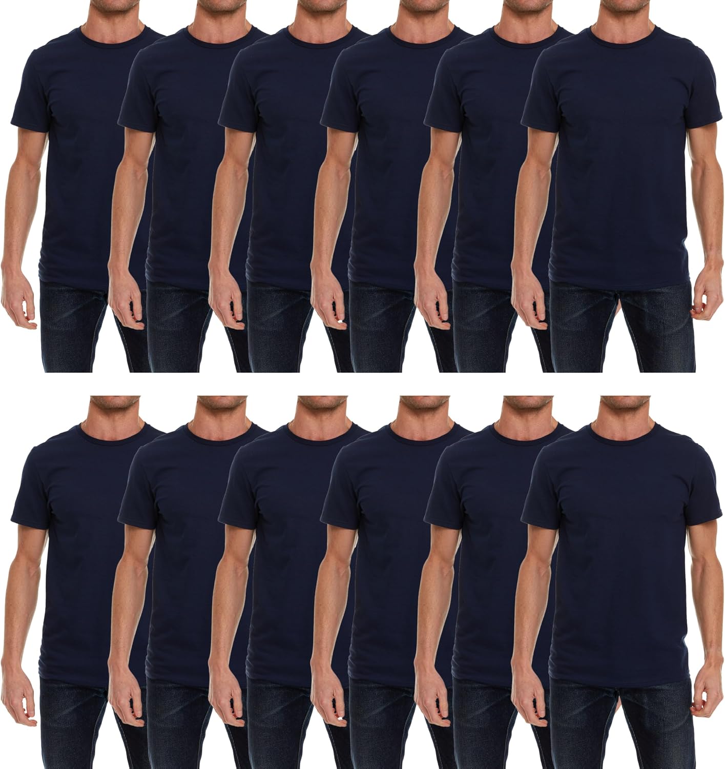 12 Pack Men's Cotton Short Sleeve Lightweight T-Shirts, Bulk Crew Tees for Guys, Solid Bright Colors T-Shirt