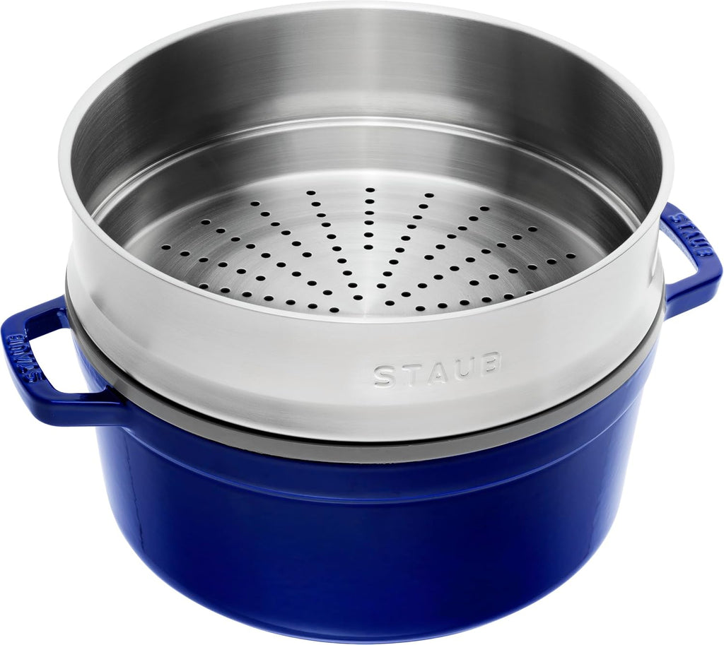 STAUB Cocotte with Steamer Round 26cm Dark Blue