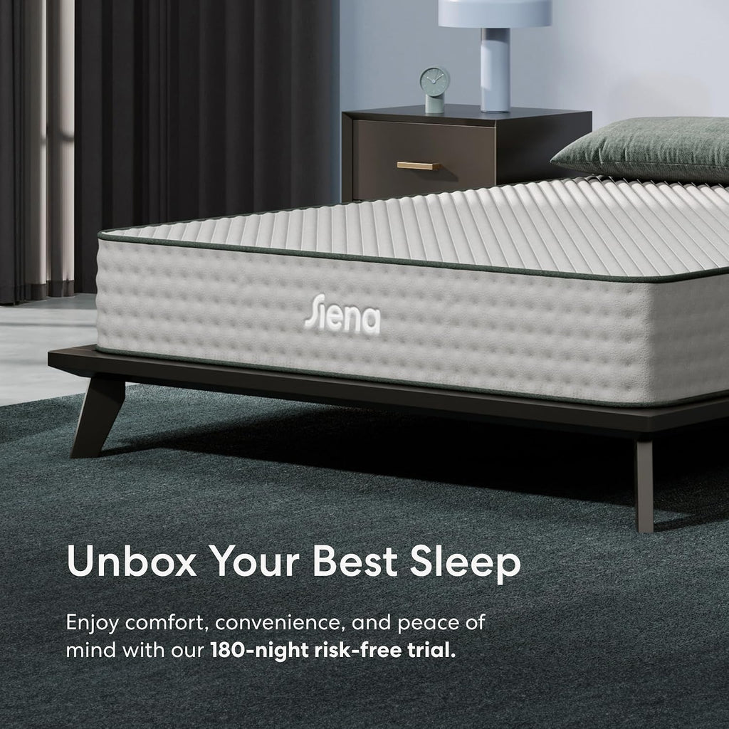 Siena 10' Cal King Hybrid Firm Mattress - Memory Foam & Innerspring System - 180 Night Trial - Premium Pressure-Relieving Layers - 10 Year Warranty - Mattress in a Box - CertiPUR-US Certified