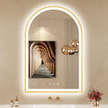 24'x36' Arched LED Mirror for Bathroom, Brushed Gold Lighted Bathroom Mirror with Lights, Fogless, Dimmable, Shatterproof, Touch Sensor, 3 Color Changing