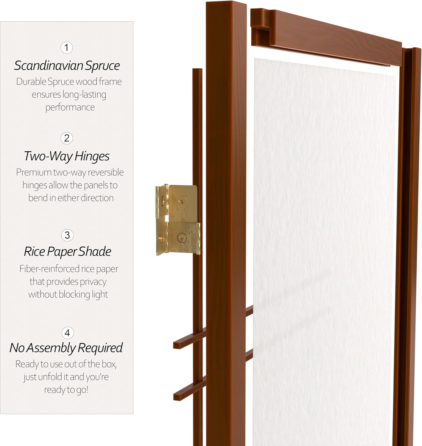 Red Lantern 5 ft. Tall Double Cross Shoji Screen - Walnut - 5 Panels