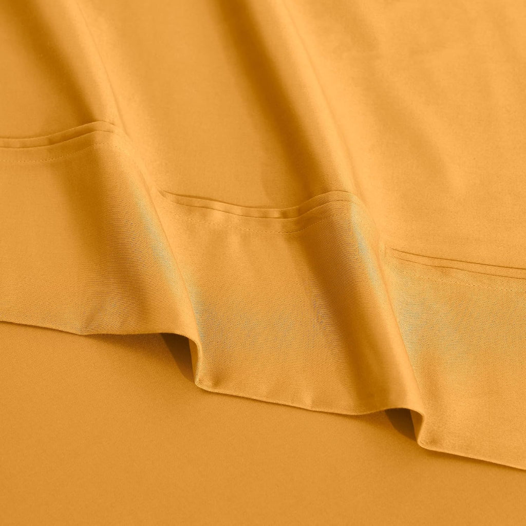 Superior 1200 Thread Count Egyptian Cotton Sheet Set, Bedroom Sheets, Modern Home Essentials, Luxury Bedding, 1 Elastic Deep Pocket Fitted Bed Sheet, 1 Flat Sheet, 2 Pillowcases, King, Dijon