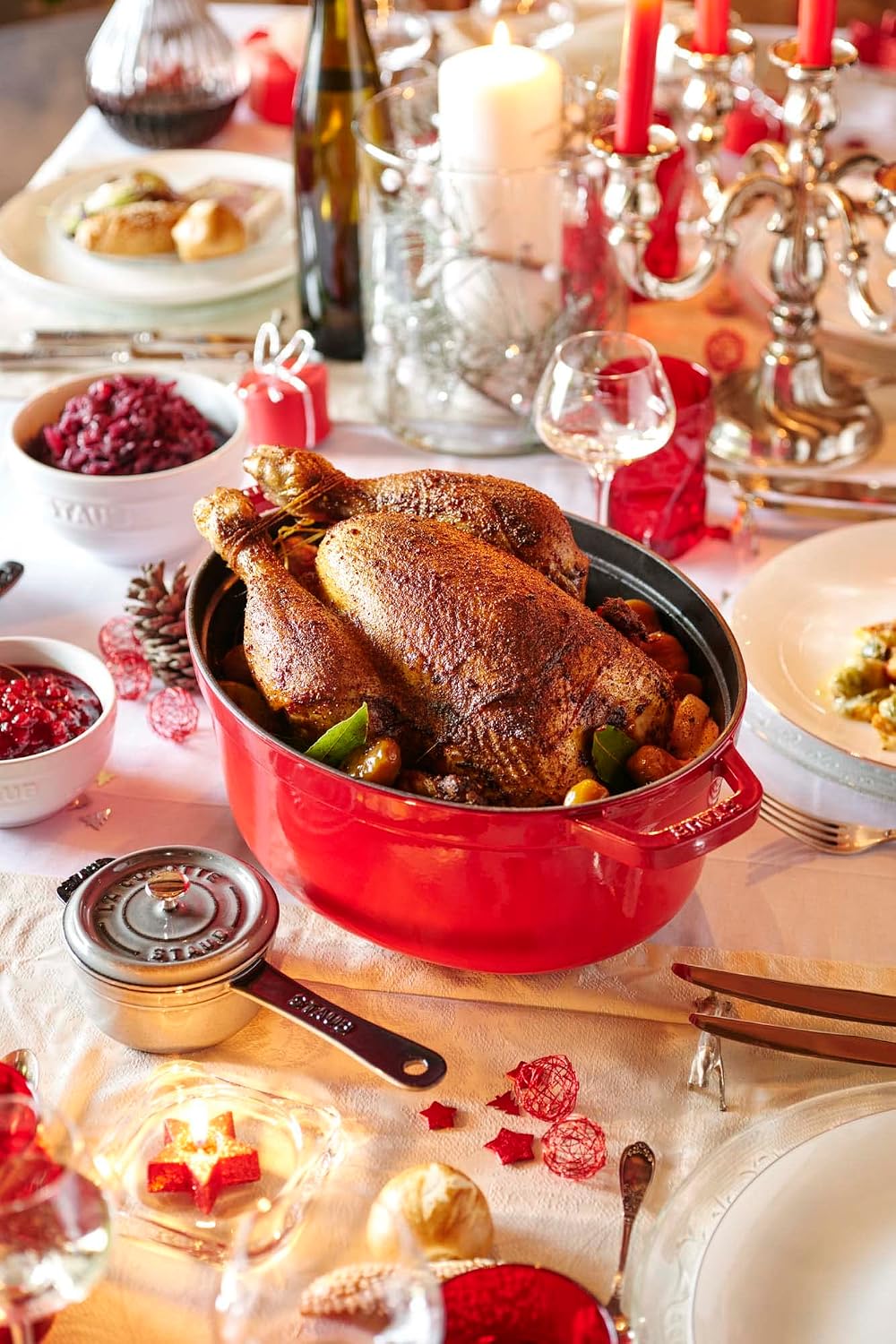 Staub Cast Iron Oval Cocotte, Dutch Oven, 7-quart, serves 7-8, Made in France, Cherry