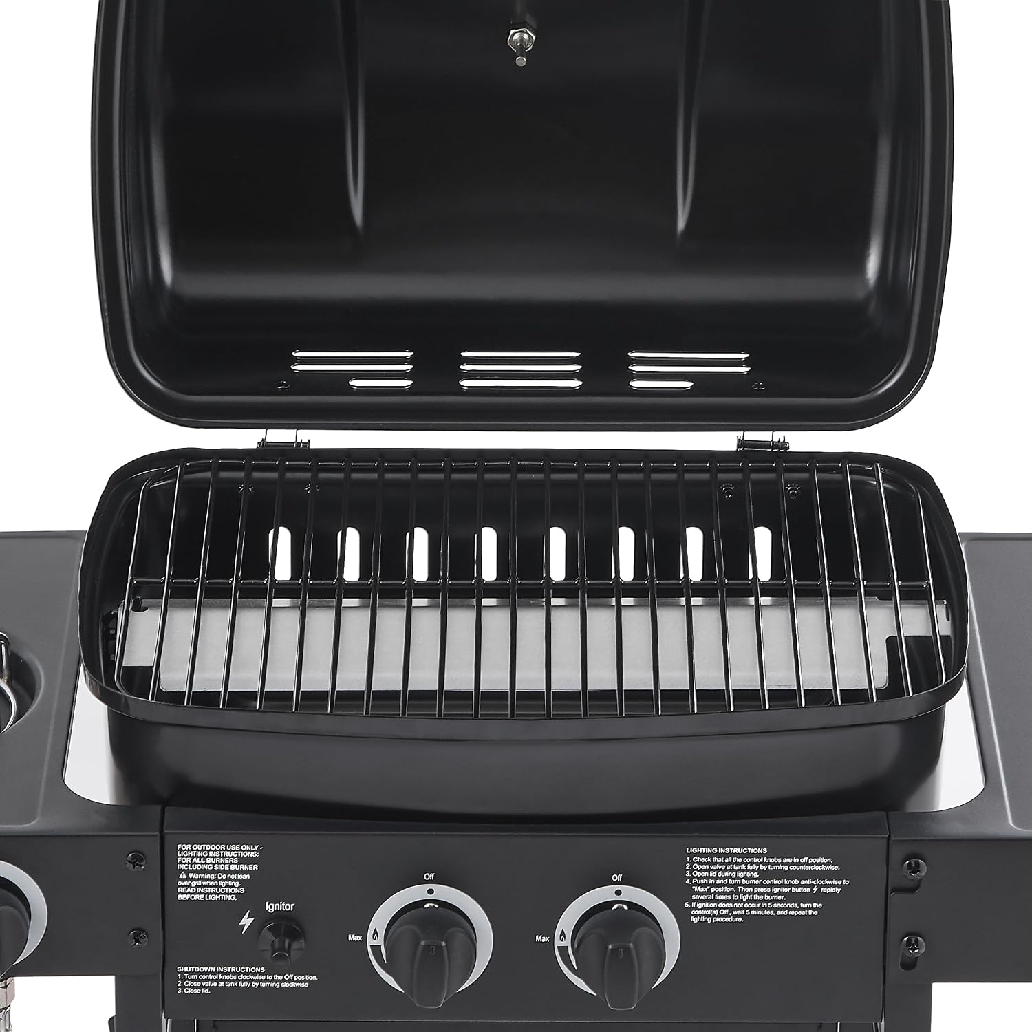 2 Burner Propane Gas Grill with Side Burner, Stainless Steel Outdoor BBQ Grill with Enameled Grates & Side Tables, Portable for Patio Backyard Garden Balcony Cooking (Black, 2 Burner,24000 BTU)