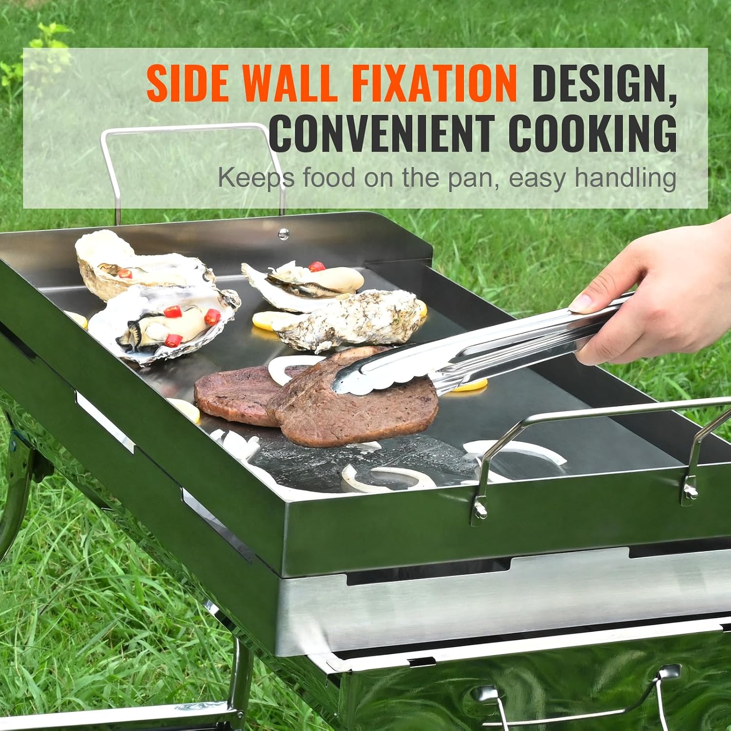 Happybuy 23.5'x16' Stainless Steel Stove Top Griddle, Pre-Seasoned Non-Stick Double Burner Pan with Handles & Oil Groove for BBQ, Gas Grills, Silver