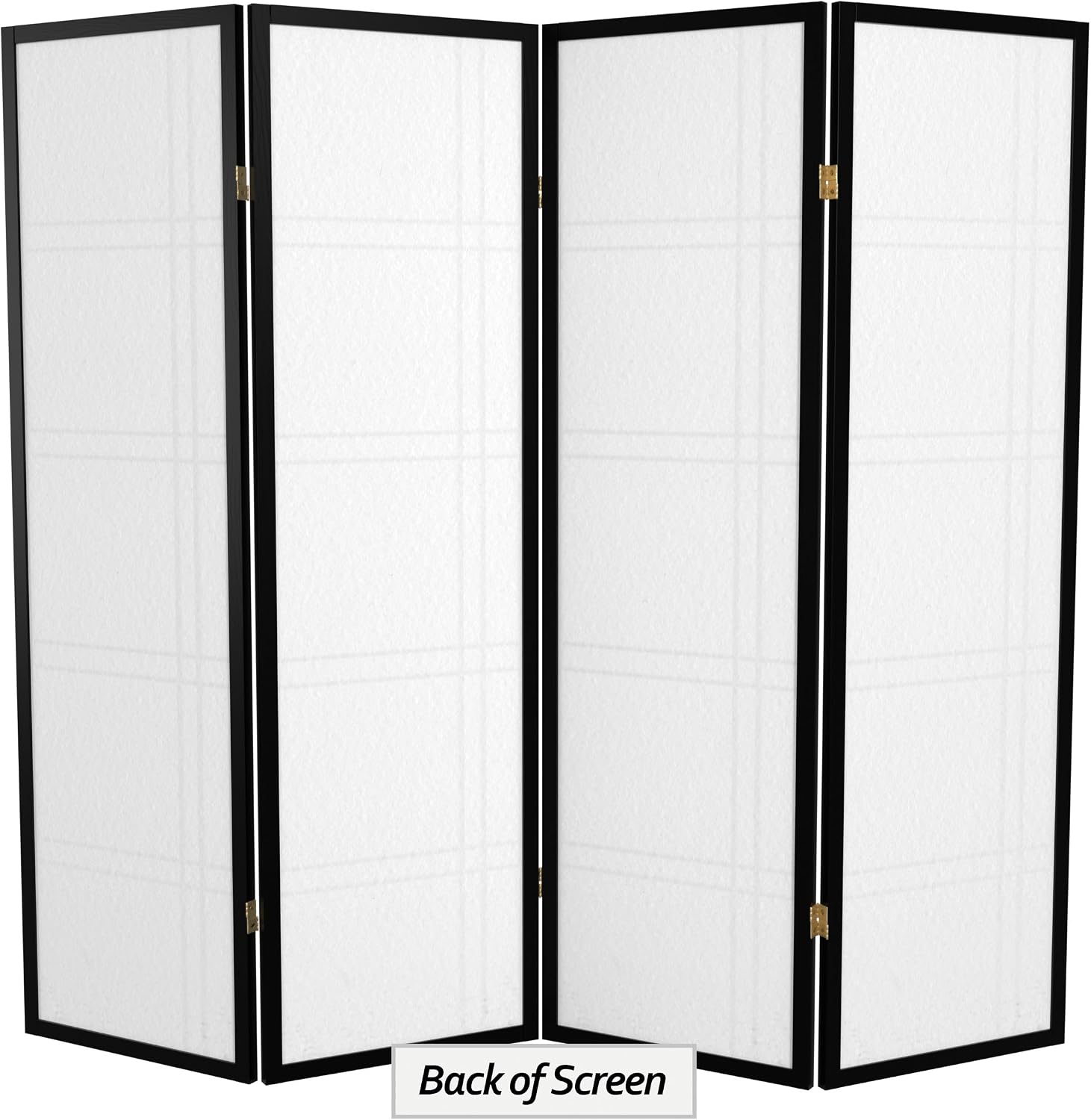 Red Lantern 5 ft. Tall Double Cross Shoji Screen - Black - 4 Panels