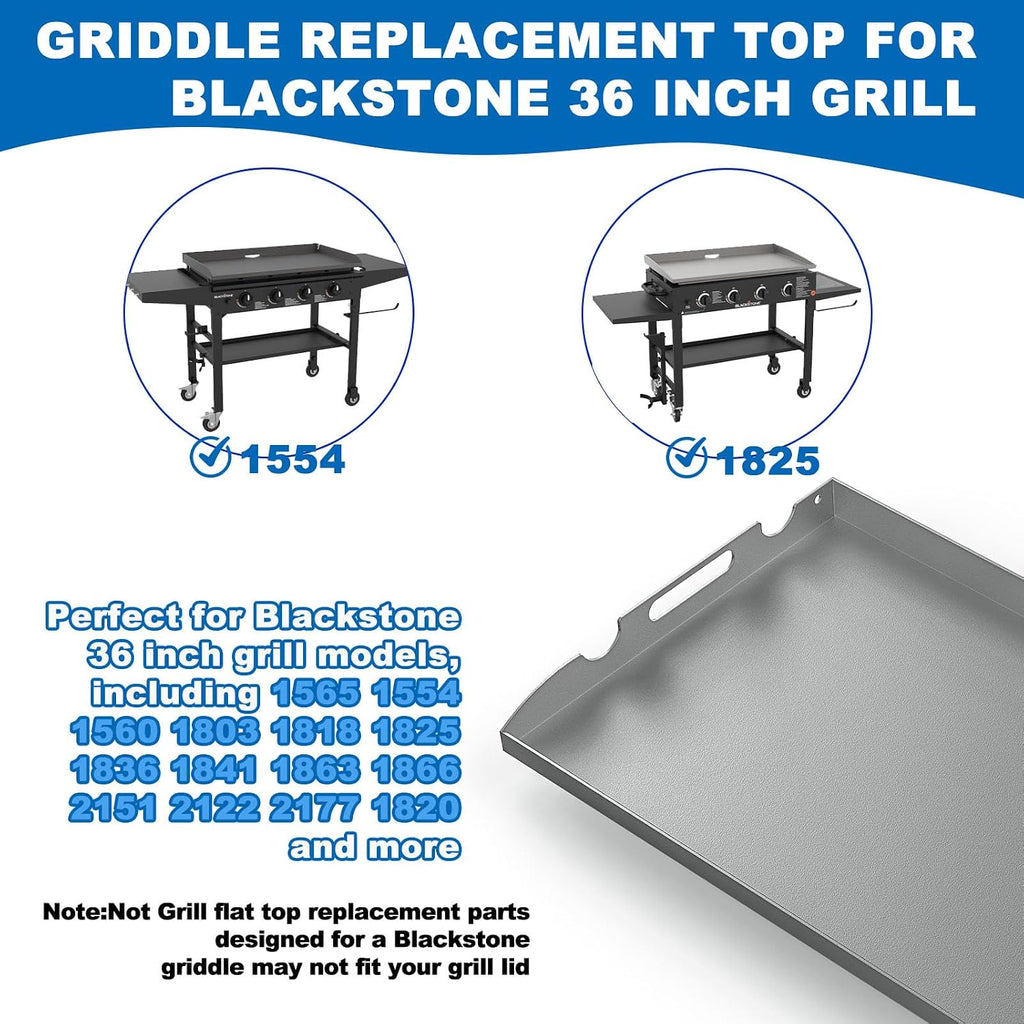Flat Top Griddle for Blackstone 36 Inch Tabletop Griddle Heavy Duty Steel Grill Pan Replacement Top Part w/Rear Grease System for Blackstone 1565 1554 1560 1803 1818 1825 Accessories