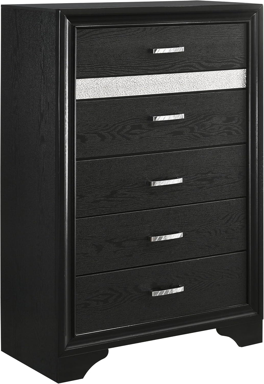 Coaster Home Furnishings Miranda Contemporary 5-Piece Bedroom Set Queen Size Storage Panel Bed Frame 50-inch Headboard Black 206361Q-S5