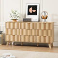 9 Drawer Dresser, Modern Fluted Storage Dresser with Deep Drawers and Metal Handles, Wood Chest of Drawers Storage Organizer for Bedroom, Living Room, Hallway (Natural)