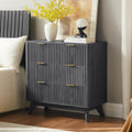 T4TREAM Fluted 3 Drawers Nightstand, Oversized Extra Large Modern Side Table, End Table Bedside for Bedroom, Living Room, Curved Profile Design, Dark Alder