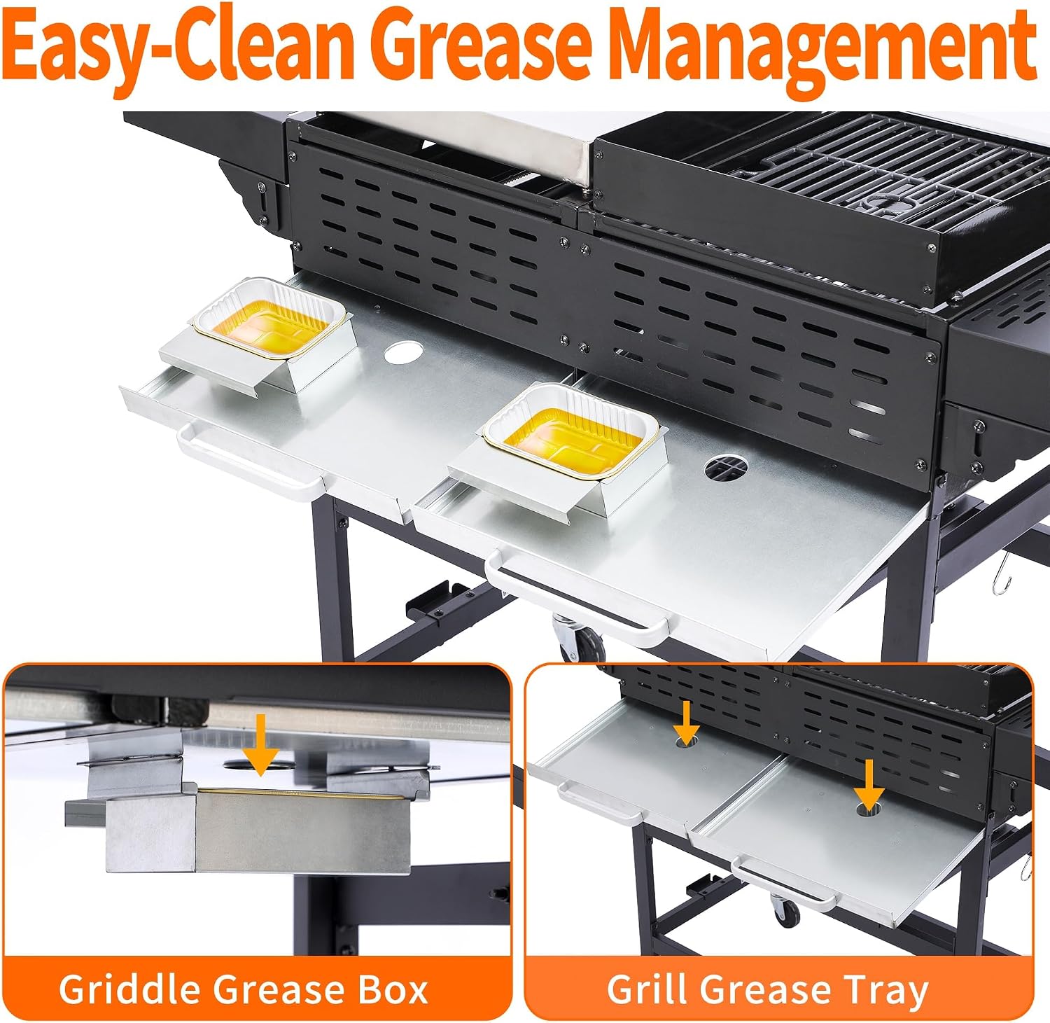 2-in-1 Propane Griddle Grill Combo 38200 BTU, 4-Burner Propane Gas Grill with 2 Foldable Side Tables for Outdoor Cooking Camping Patio Backyard (Grill + Griddle)