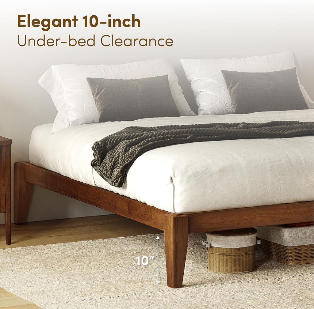 Thor Premium Solid Wood Bed Frame King, Japanese Joinery Bed Frame with Wood Slat Support, Platform Bed, No Box Spring Needed, Easy Assembly, Minimalist & Modern Style (Walnut)