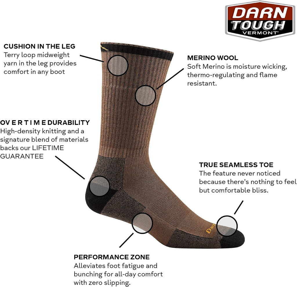 Darn Tough Men's John Henry Boot Sock Cushion (Style 2001) Merino Wool - 6 Pack Special