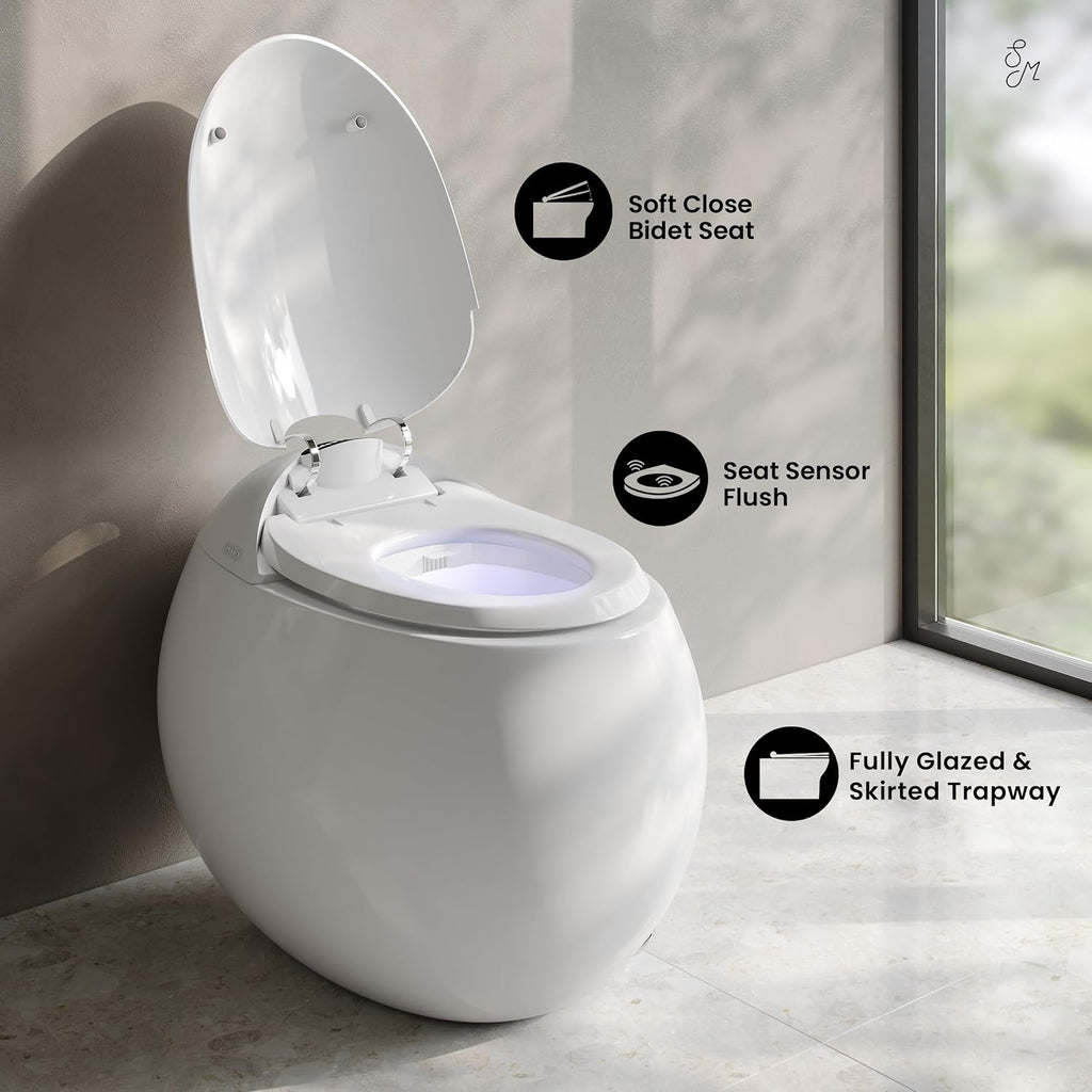 Swiss Madison Plaisir Smart Toilet with Bidet Built In 1.28 GPF Dual Flush, Auto Open & Close, Auto Flush, Foot Sensor, Led Display, Remote Control