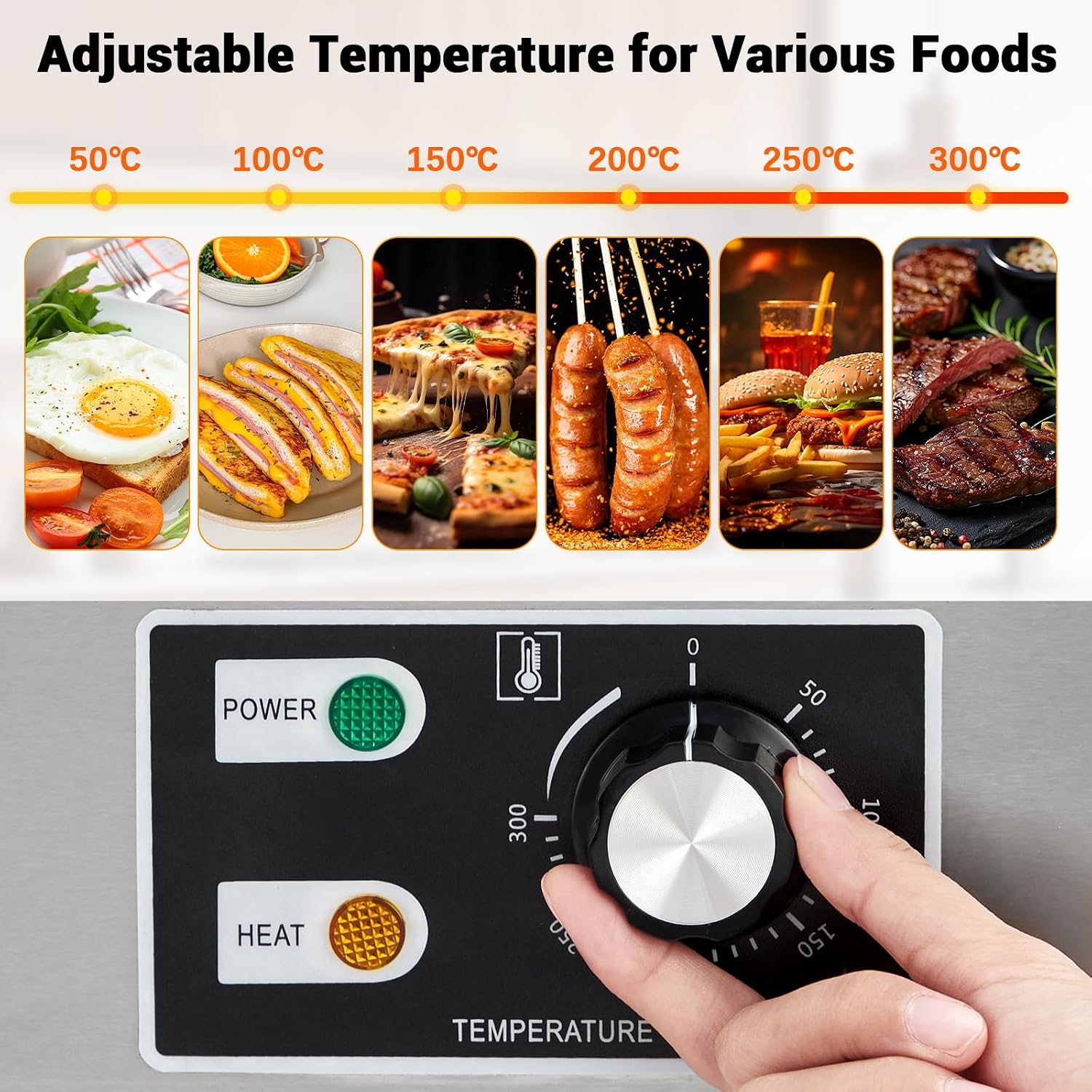 14' Commercial Electric Griddle, Stainless Steel Countertop Griddle, Electric Flat Top Grill With Shovel Brush, Restaurant Teppanyaki Grill Cooking Equipment, Temperature Control 50°C - 300°C
