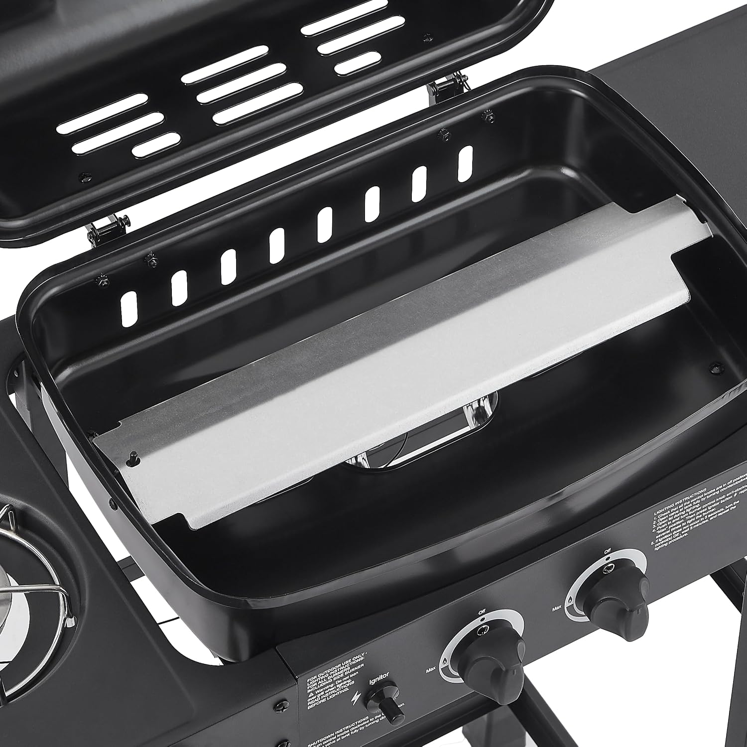 2 Burner Propane Gas Grill with Side Burner, 24000 BTU Stainless Steel Portable Bbq Grills, 237 Sq.In Cooking Area, Enameled Grates, Side Tables, Portable Freestanding for Patio Backyard Cooking