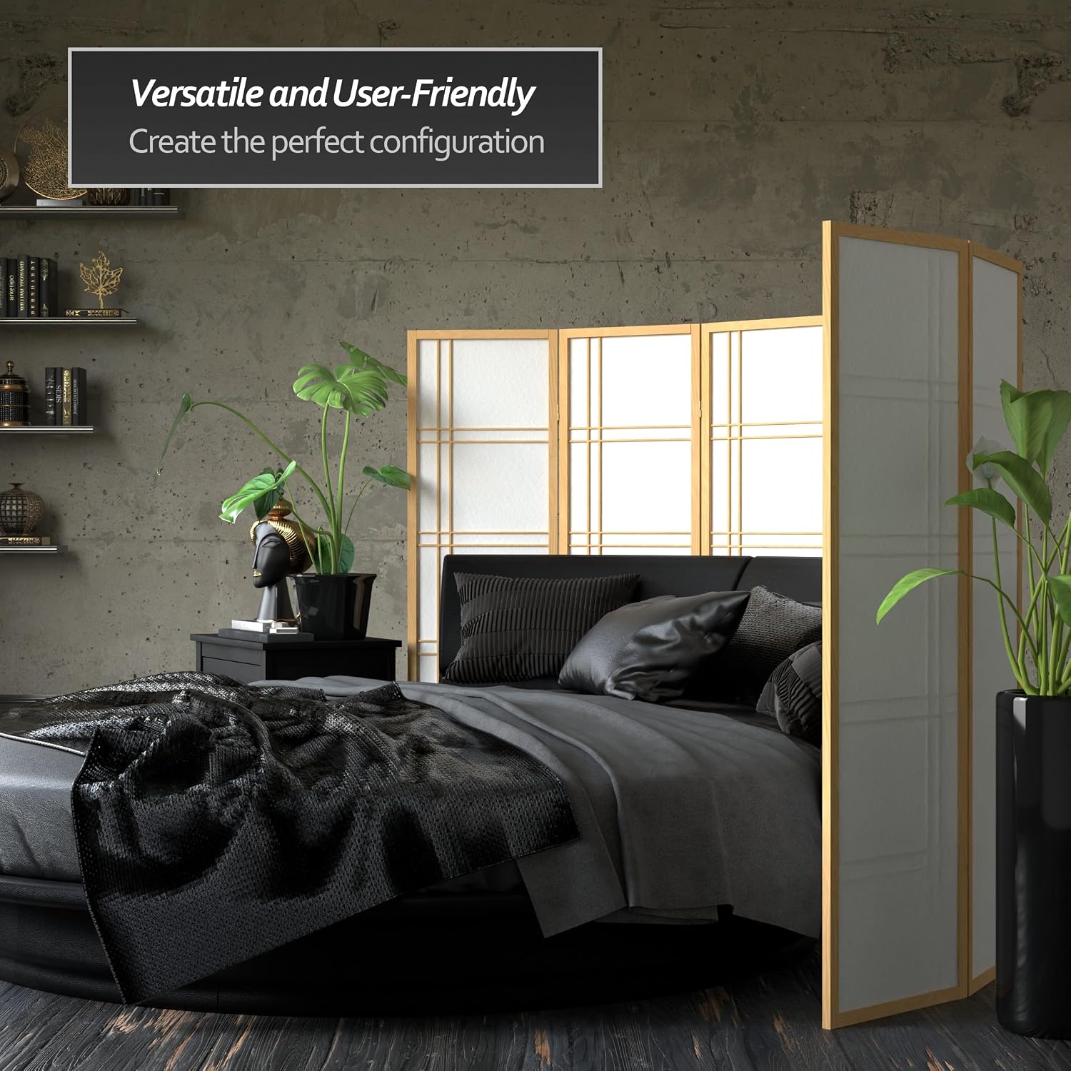 Oriental Furniture 5 ft. Tall Double Cross Shoji Screen - Natural - 4 Panels
