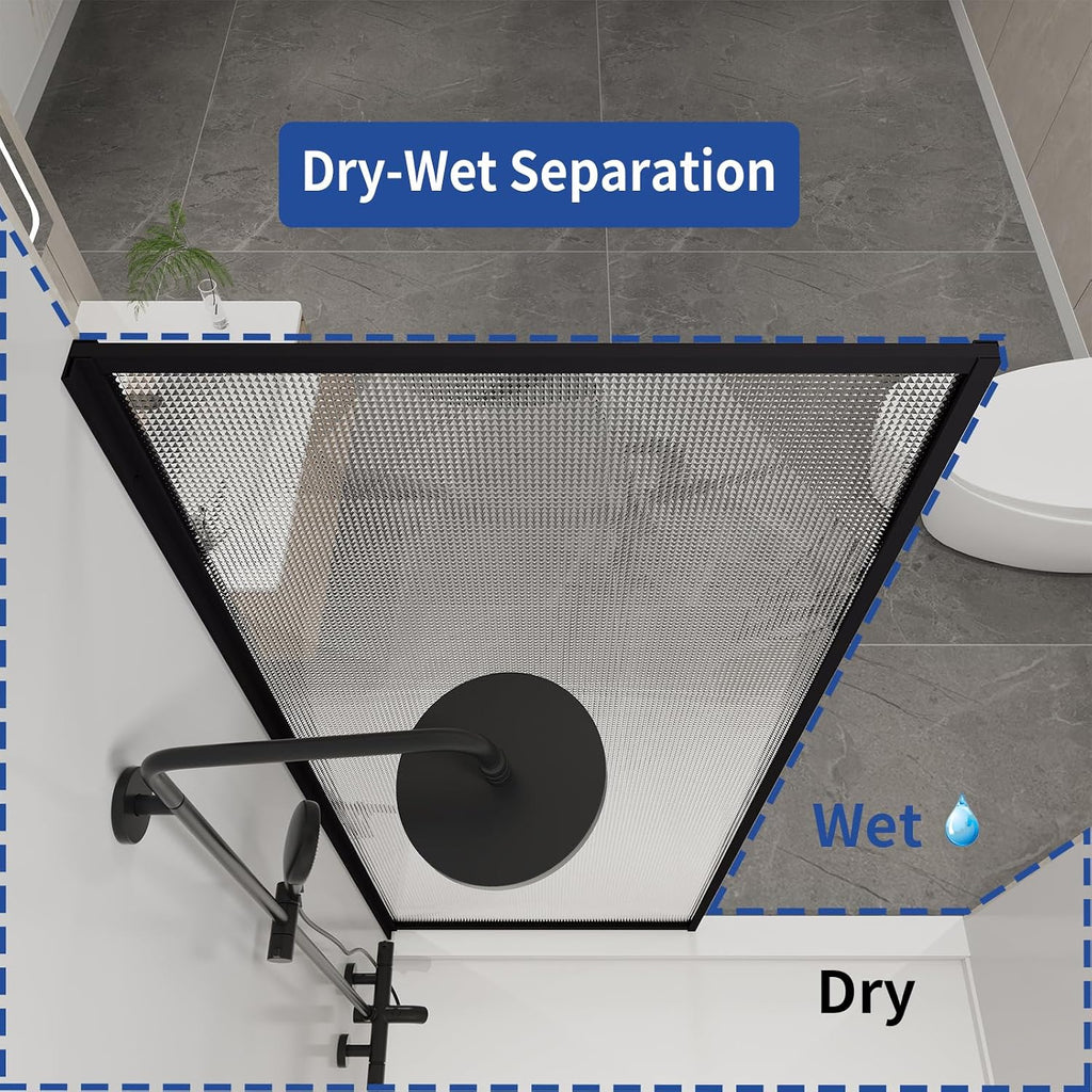 Dimaris Shower Door 30' X 78' Tempered Fluted Glass Framed Shower Screen Shower Glass Panel for Walk-in Bathroom Shower, Matte Black Finish (Crystal Matte Black, 30 * 78)