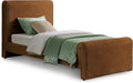 Meridian Furniture SloanSaddle-T Sloan Collection Modern | Contemporary Velvet Upholstered Twin Bed with Rich Soft Saddle Velvet, Curved Headboard and Footboard, 44.5' W x 92' D x 45' H, Saddle, Twin