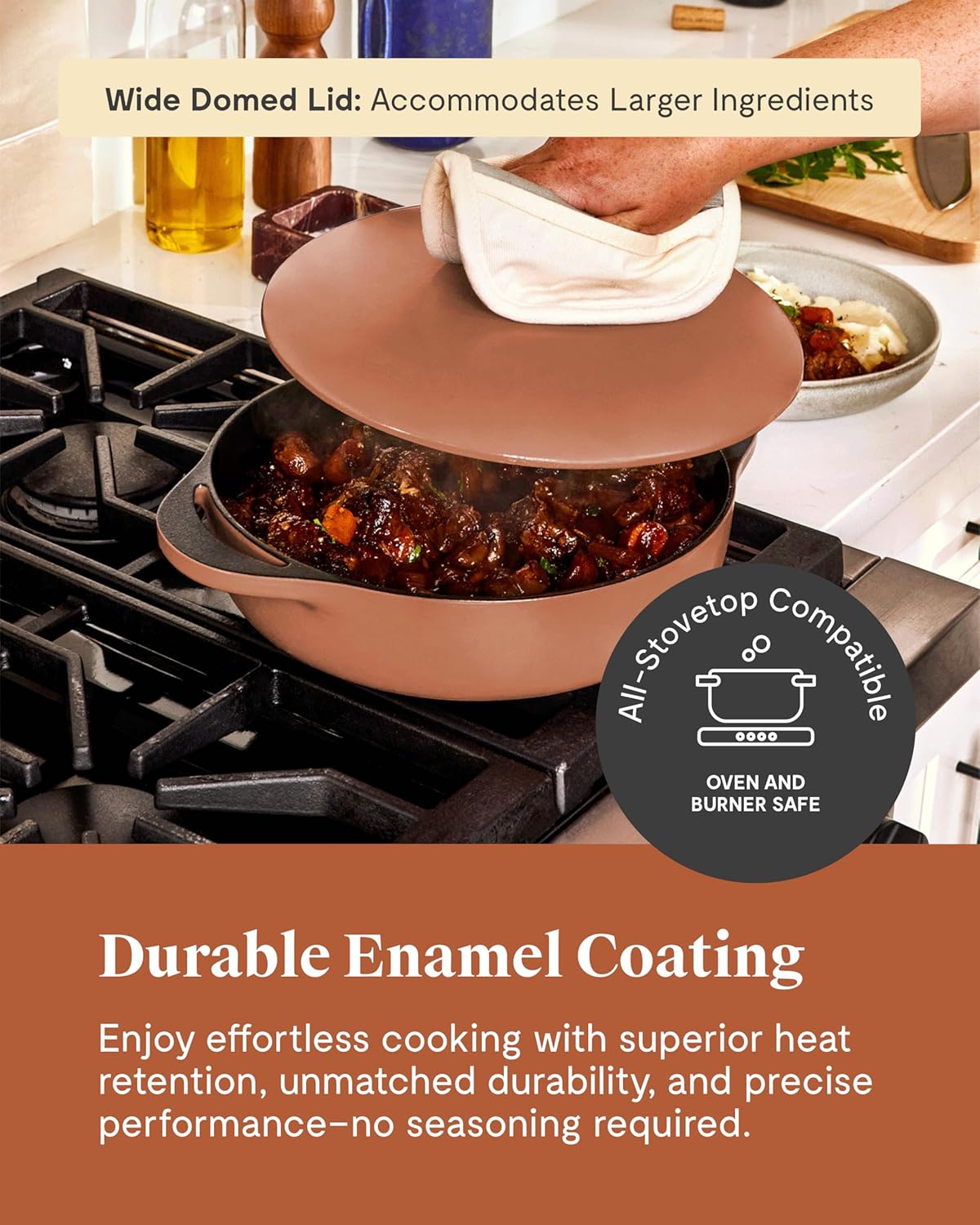 Caraway Enameled Cast Iron Braiser - 3.5 qt Braiser Pan - 3 Layer Enamel Coating - No Seasoning Required - Compatible With All Stovetops - Oven Safe - Free From Forever Chemicals - Charcoal