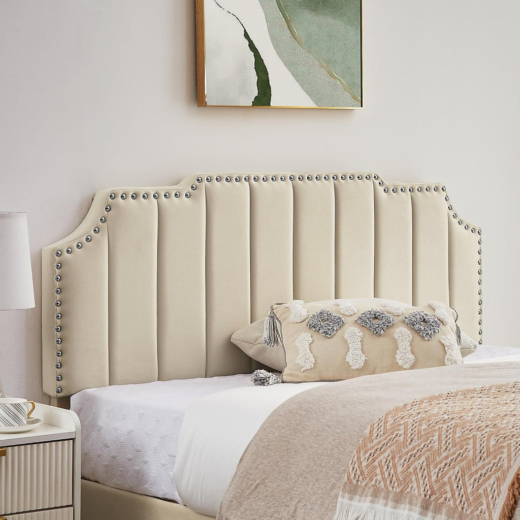VECELO Queen Velvet Upholstered Platform Bed Frame with Tufted Adjustable Headboard/Mattress Foundation/Wooden Slat Support/Under Bed Storage Space/No Box Spring Needed/Easy Assembly