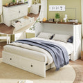 LUXOAK Full Size Murphy Bed with Charging Station, Cabinet Bed with Large Storage Drawer for Home Office or Small Room, Full Foldable Platform Bed, White