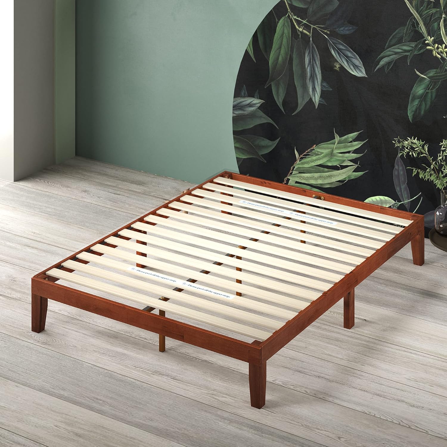 Zinus Wen Wood Platform Bed Frame/Solid Wood Foundation/Wood Slat Support/No Box Spring Needed/Easy Assembly, Queen