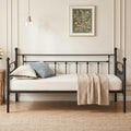 VECELO Daybed Frame, Twin Size Metal Platform Bed with Headboard,Heavy Duty Steel Slats Support for Living Room Bedroom Guest Room, Easy Assembly