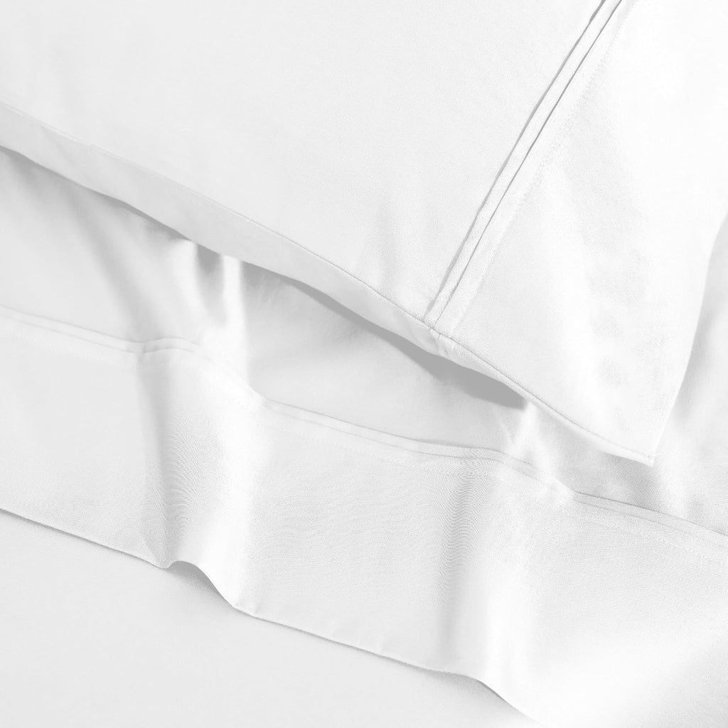Superior 1200 Thread Count Egyptian Cotton Sheet Set, Bedroom Sheets, Modern Home Essentials, Luxury Bedding, 1 Elastic Deep Pocket Fitted Bed Sheet, 1 Flat Sheet, 2 Pillowcases, Queen, White