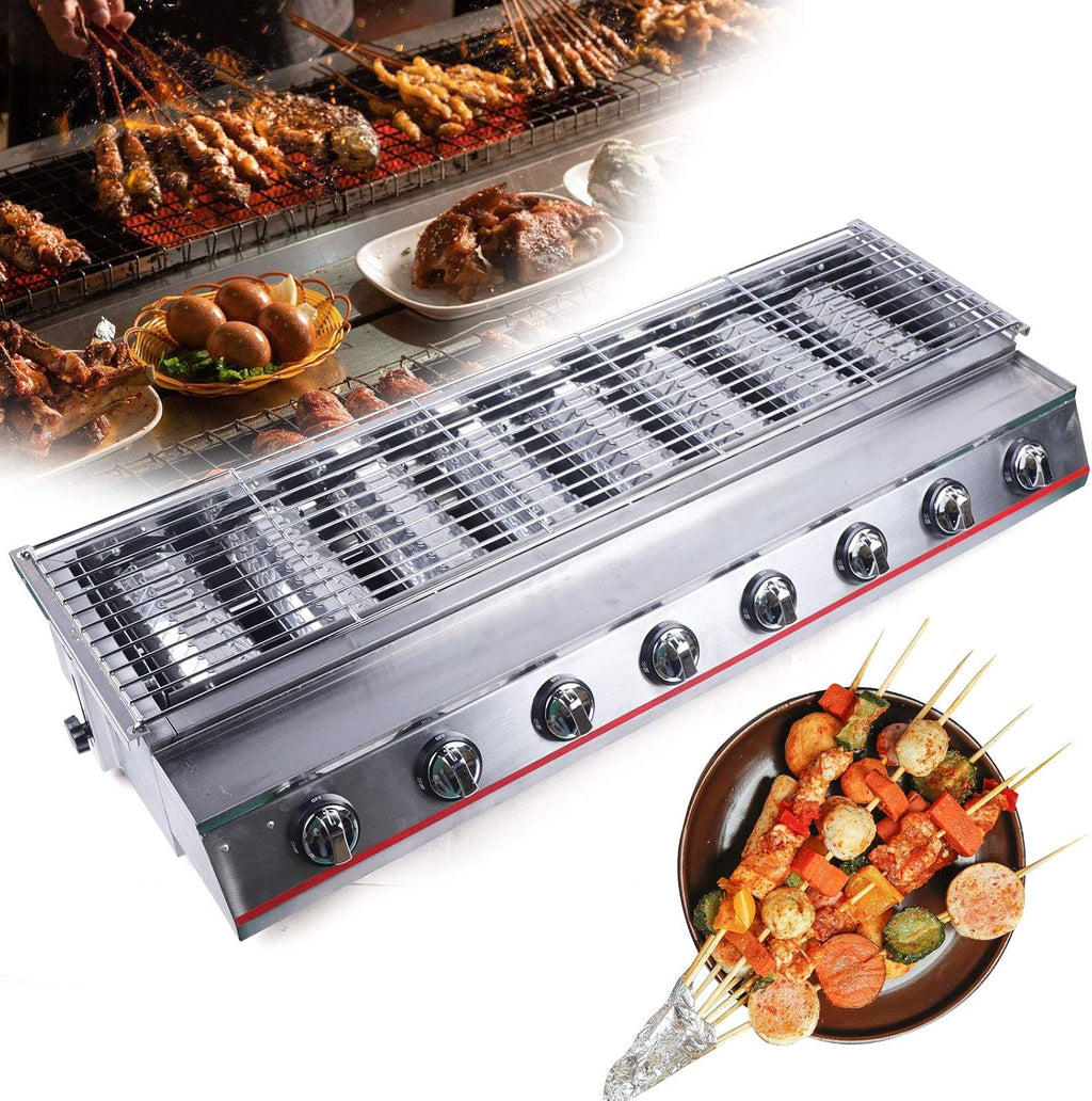 40'' Tabletop Grill Commercial LPG Gas BBQ Grill w/ 8 Burners Portable Gas Barbecues Griddle w/ 8 Independent Switches Griddle for Parties, Backyard barbeques, Camping or Picnicking