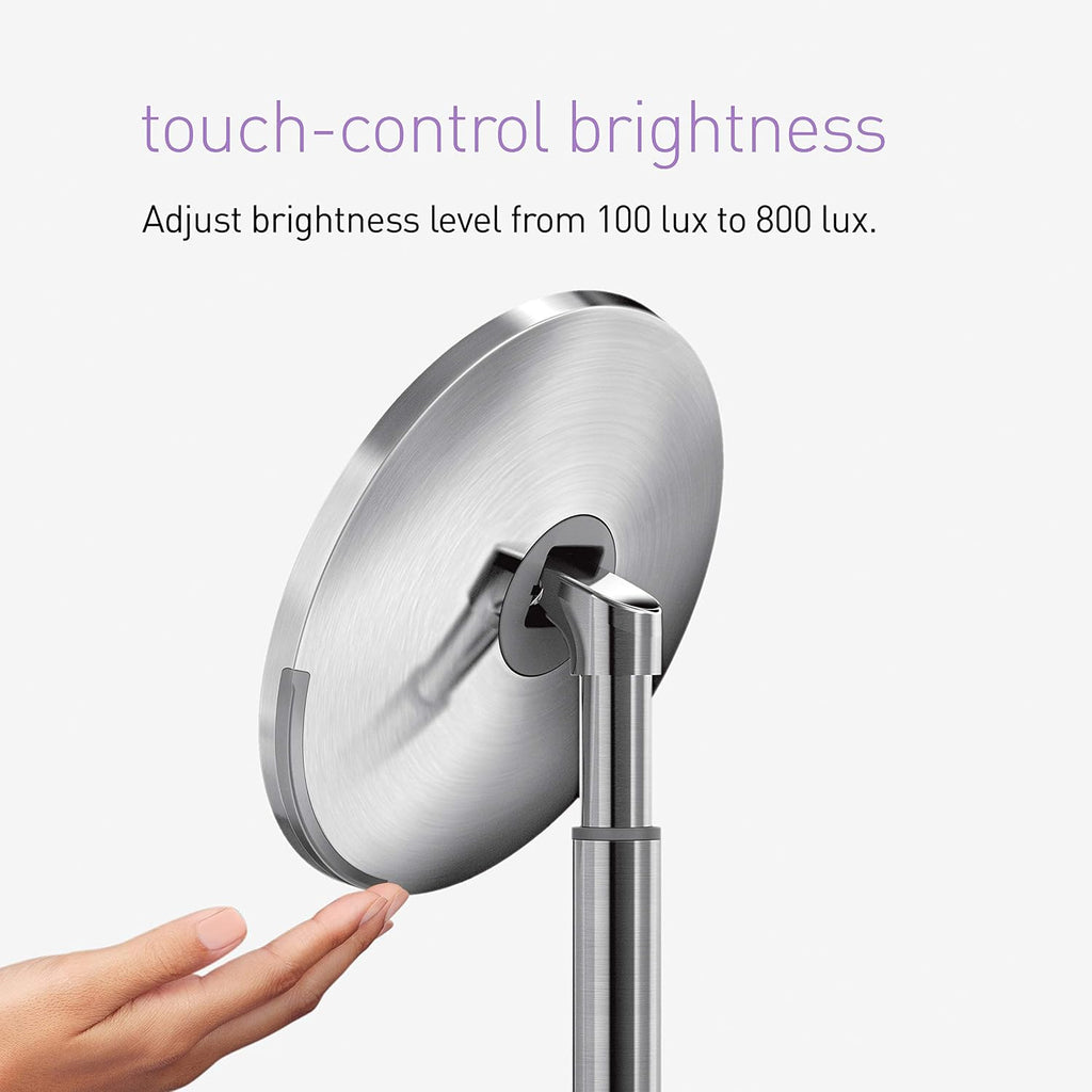 simplehuman Sensor Mirror, Lighted Makeup Mirror with Magnification (5X), 8' Round Magnifying Vanity Mirror with Lights, Cordless, Rose Gold Stainless Steel