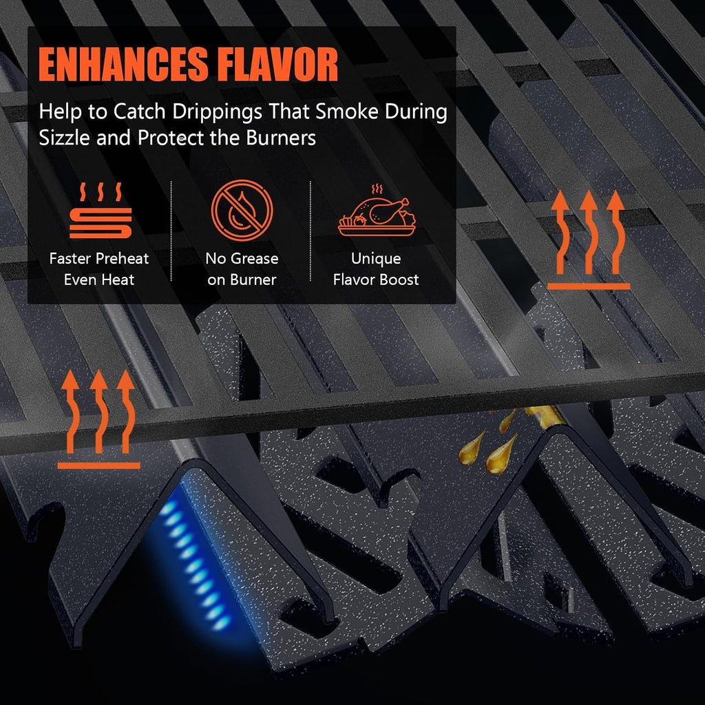 Grill Parts for Weber Genesis II/LX 400 Series (4 Burner) – 18 3/4' Grill Grates, 17 1/8' Flavorizer Bars & Heat Deflectors, Fits GS4 Genesis II E/S-410 E/S-415 E/S-435 E/S-440, Replaces 66033 66089