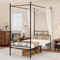 Weehom Twin Canopy Bed Frame with Headboard and Footboard, 4 Posters Metal Bed Frame, No Box Spring Needed, Mattress Foundation Platform Bed for Kids and Adults, Black