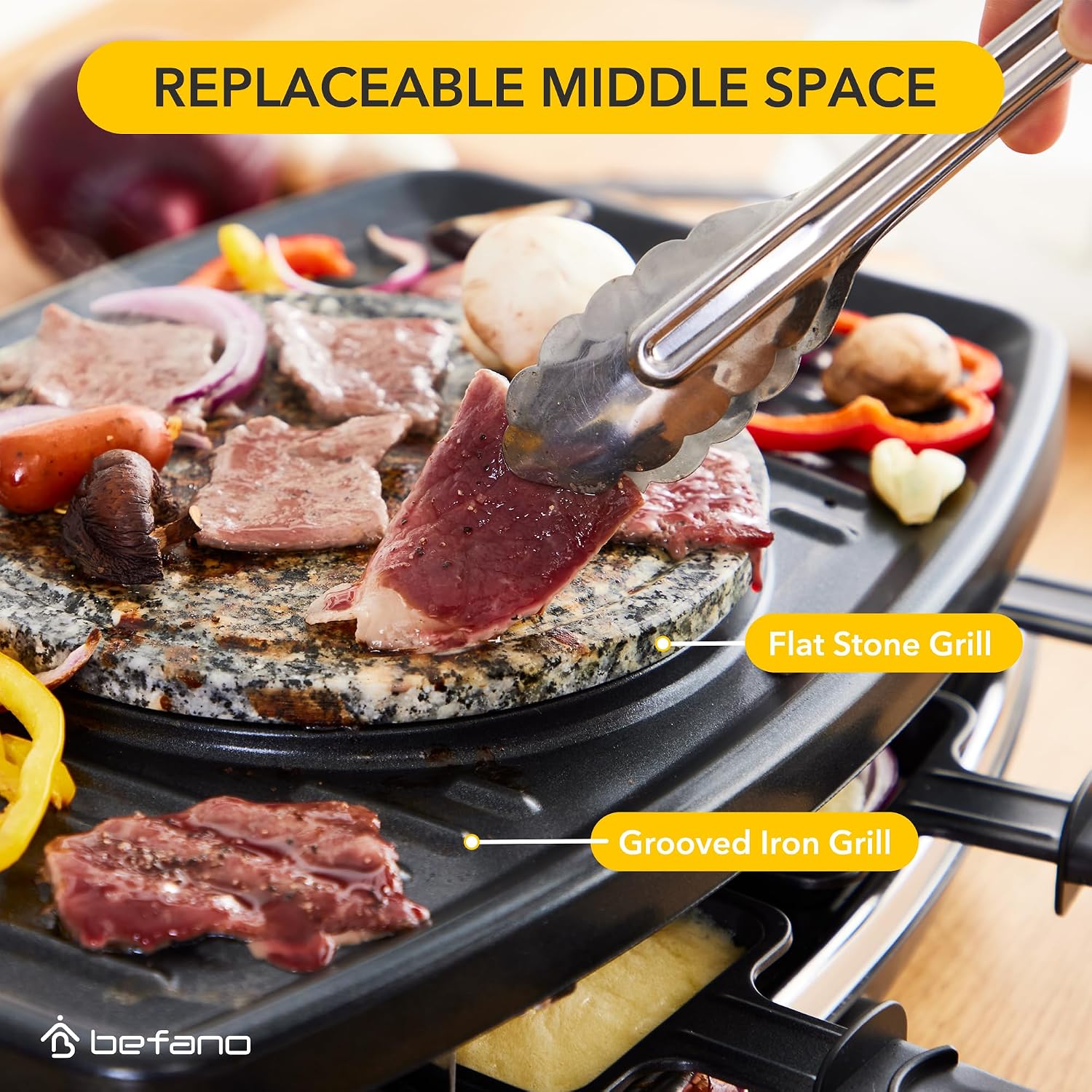 6-Cup Electric Cheese Fondue Pot, Combo with Raclette Machine for 8 People and Indoor Grill, Simple Adjustable Thermostats, Perfect for Parties and Family Fun