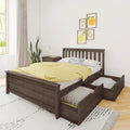 Max & Lily Classic Full Bed, Slatted Headboard, with Storage Drawers, Walnut