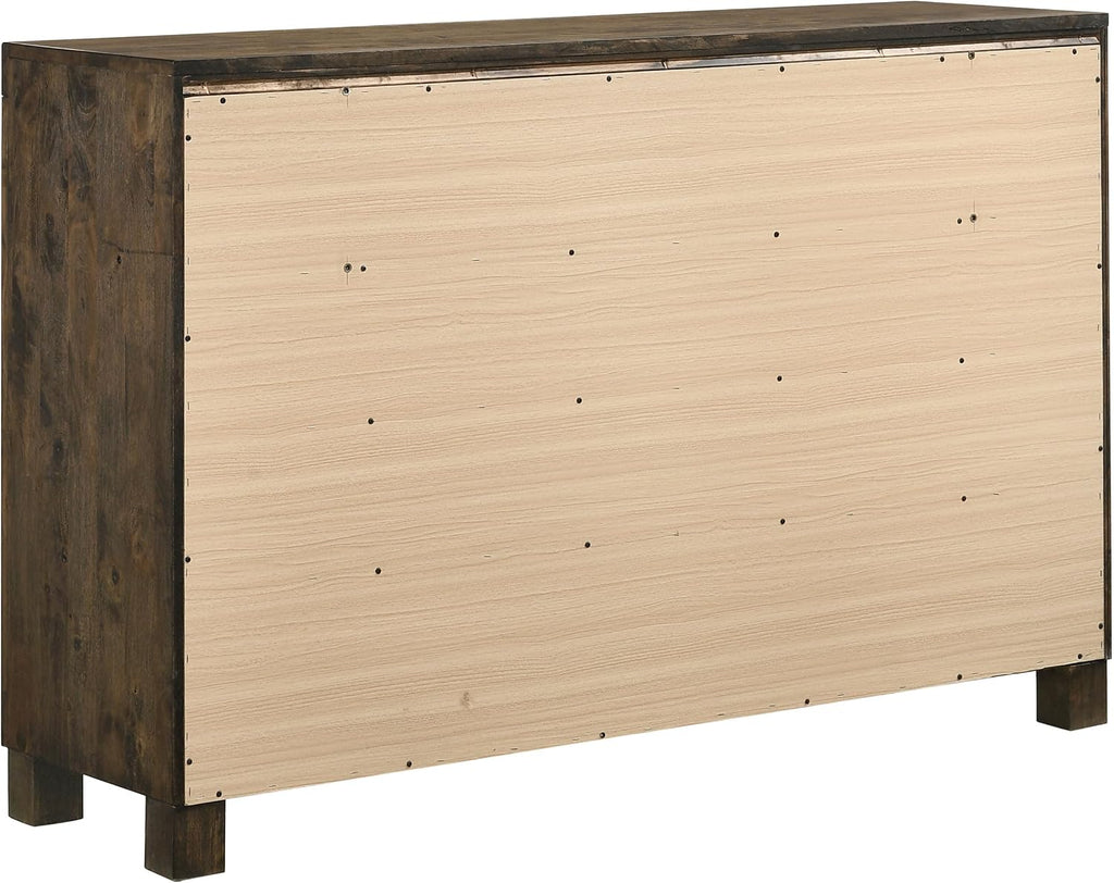 Coaster Home Furnishings Woodmont Farmhouse 4-Piece Bedroom Set Queen Size Storage Panel Bed Frame 54-inch Headboard Rustic Golden Brown 222631Q-S4
