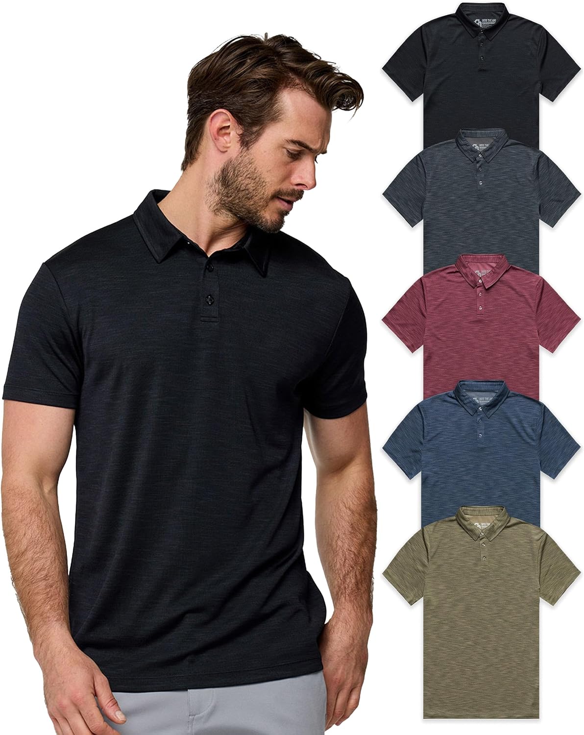 INTO THE AM Dri Fit Polo Shirts for Men S - 4XL Moisture Wicking Golf Polos Athletic Performance Mens Polo Shirts