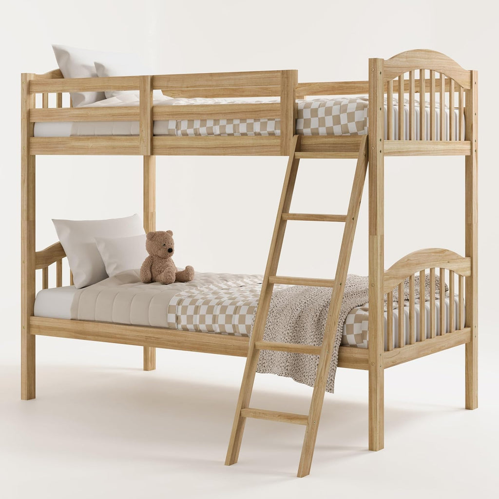 Storkcraft Long Horn Twin-Over-Twin Bunk Bed (Natural) - GREENGUARD Gold Certified, Converts to 2 Individual Twin beds